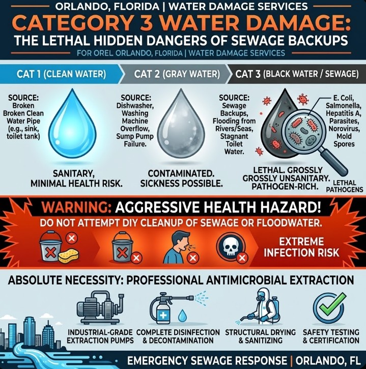 Category 3 Water Damage in Orlando: Lethal Sewage Dangers
