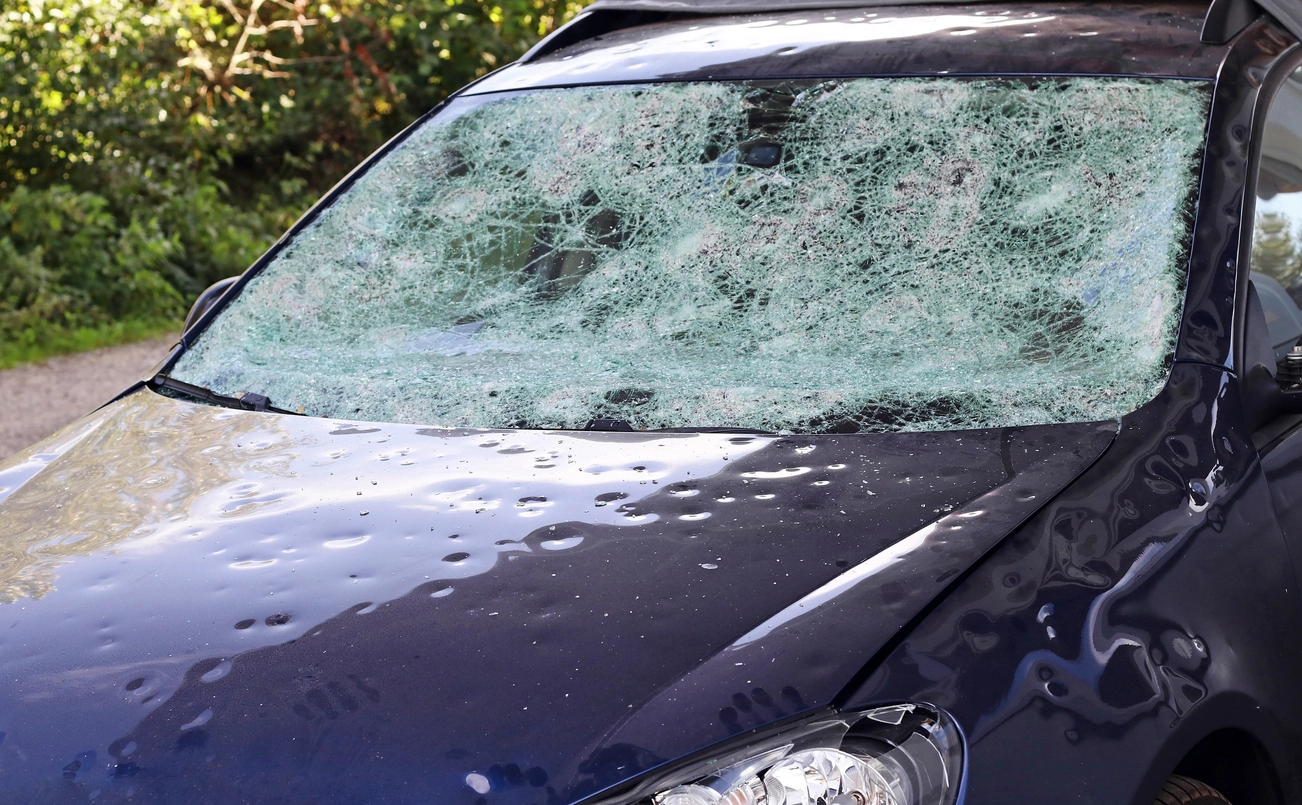 Car damaged by hail