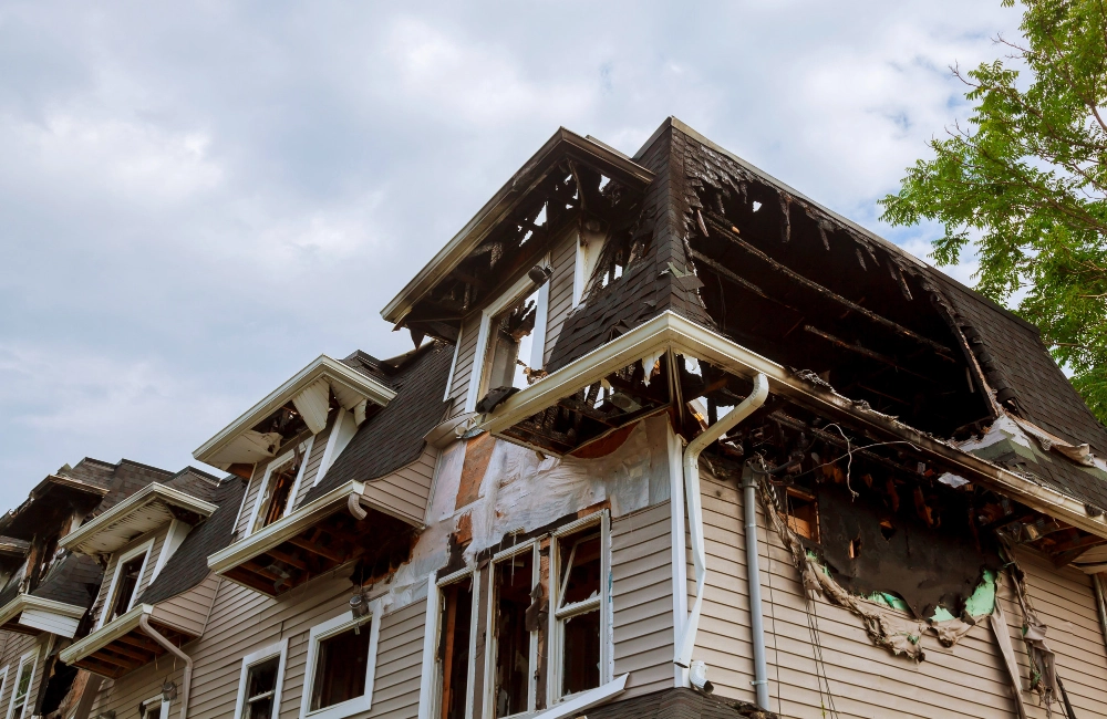 Damaged property for insurance restoration