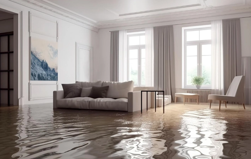 Flooded living room